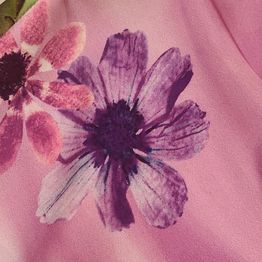 Kimono dress women's 6 floral green purple pink wrap tunic mini Made in Italy - Picture 8 of 13